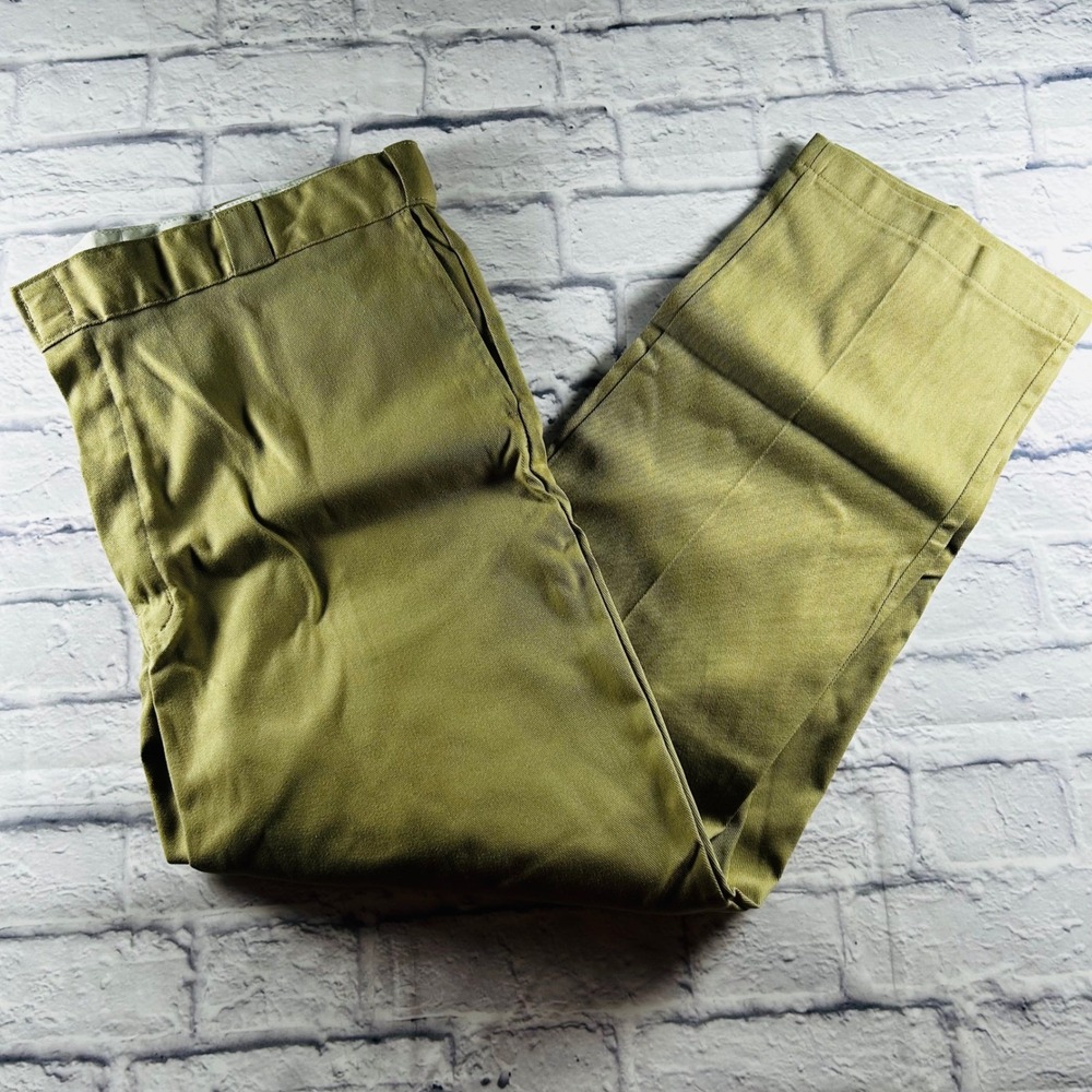 Dickies Mens Khaki Pants Tan Flat Front 4 Pocket Work Business Casual 42x32
